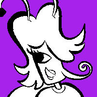 Icon of Aris from head to bust. She is looking away and is smiling with her mouth open.